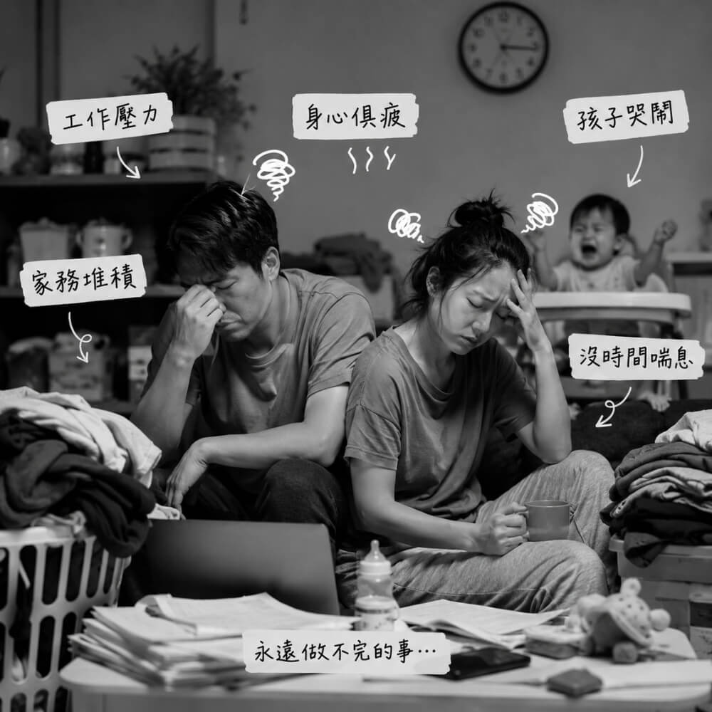 身心俱疲坐一旁